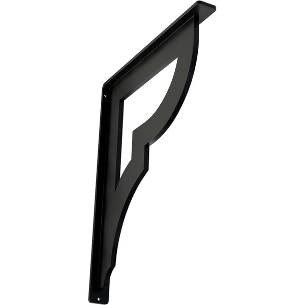 Ekena Millwork Bradford Wrought Iron Bracket, (Single center brace), Powder Coated Black 1 1/2"W x 12"D x 15"H BKTM01X12X15SBR - main